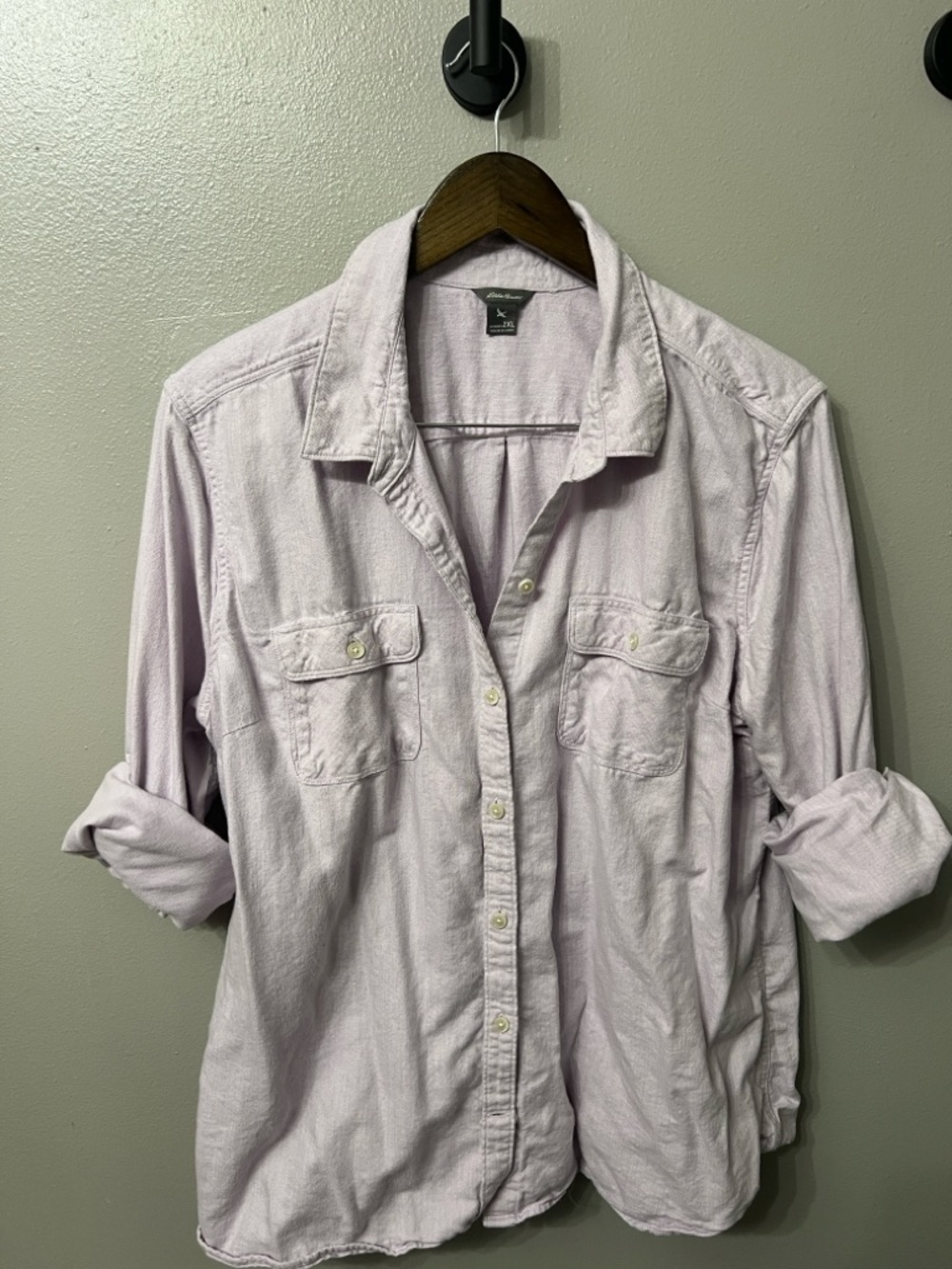 Cotton & Tencel Lavender Button-Up Shirt | Eddie Bauer 2XL | Hiking/ Camping